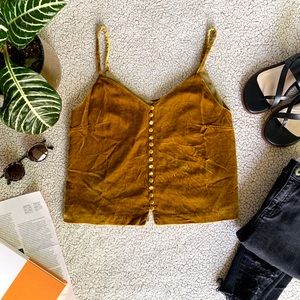 NWOT Madewell Velvet Button-Down Cami Vintage Gold